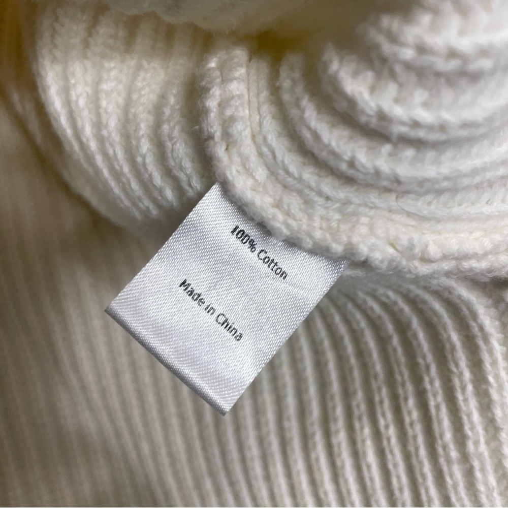 La Ligne Jacques Ribbed Cotton Sweater In Cream Women Sz XL Cotton Half Zip - Picture 7 of 12